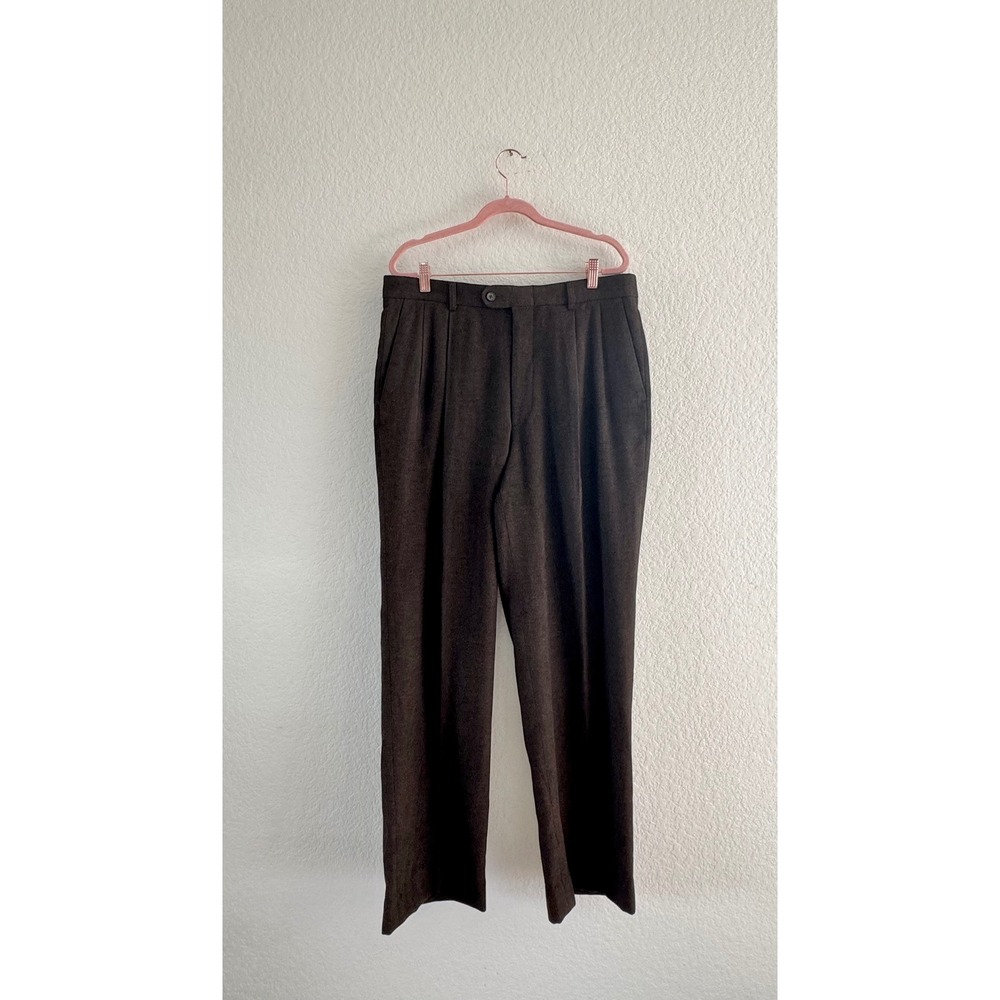 Linea Naturale Trousers Mens 34 Brown Vintage Pleated Made in Italy